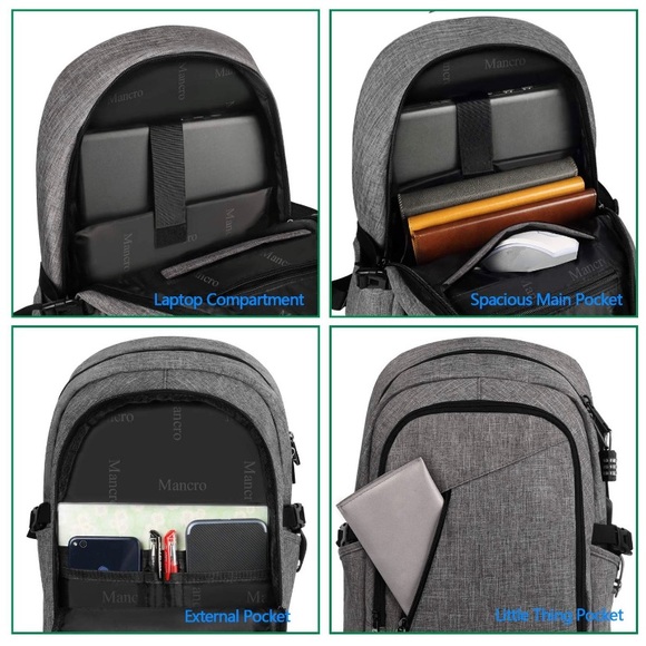 Mancro travel laptop backpack w/ USB port. 🚹or🚺 - Picture 6 of 8